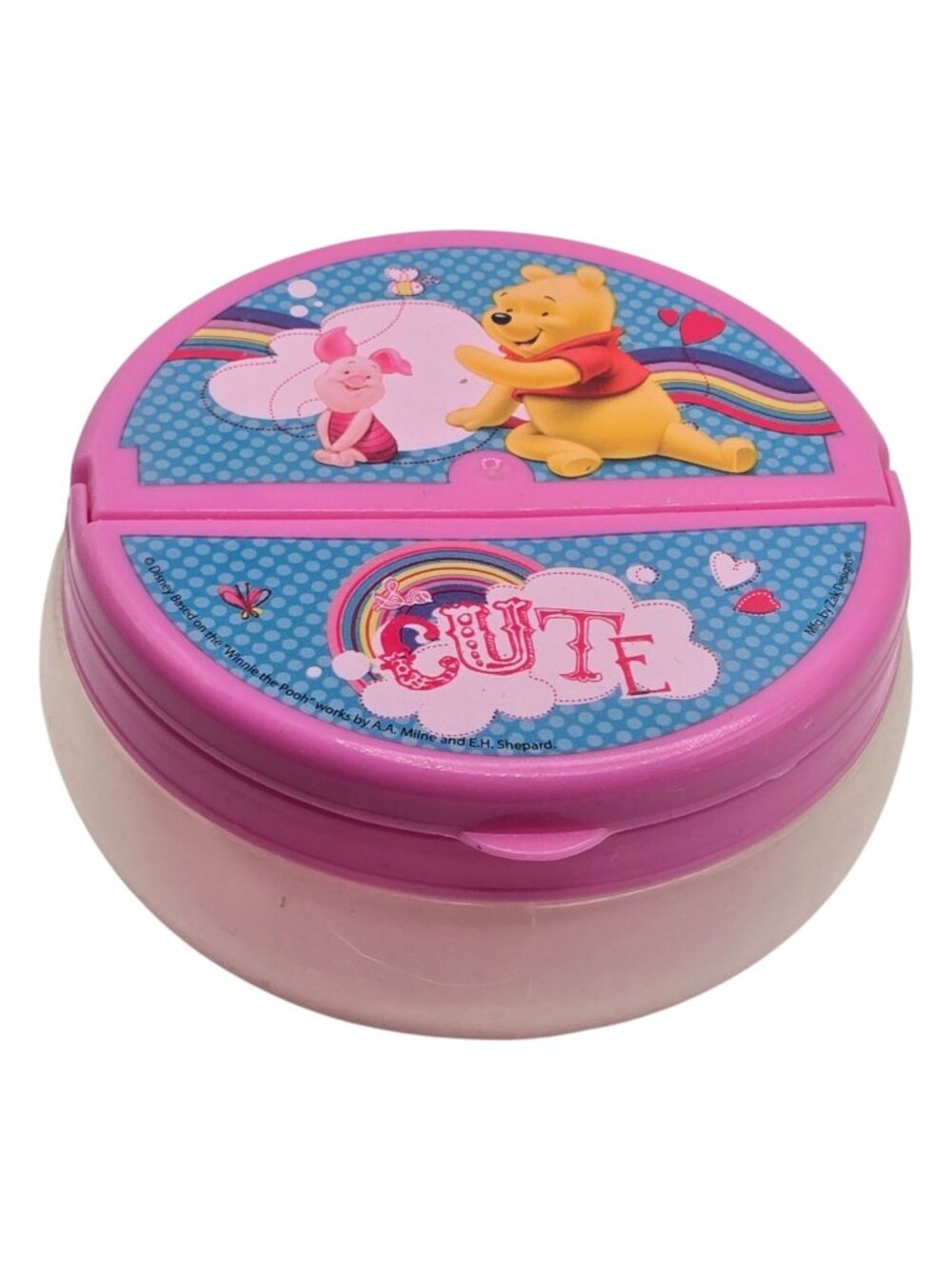 Winnie The Pooh Piglet Plastic Snack Container With Flip Lid Pink 4 Inch